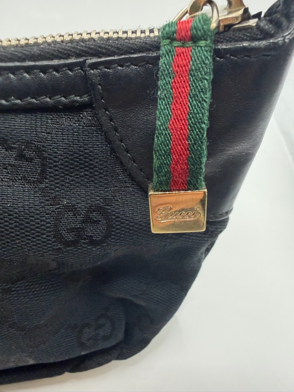 Gucci Black Monogram Crescent Shoulder Bag with Gold Hardware Pochette - Picture 10 of 11